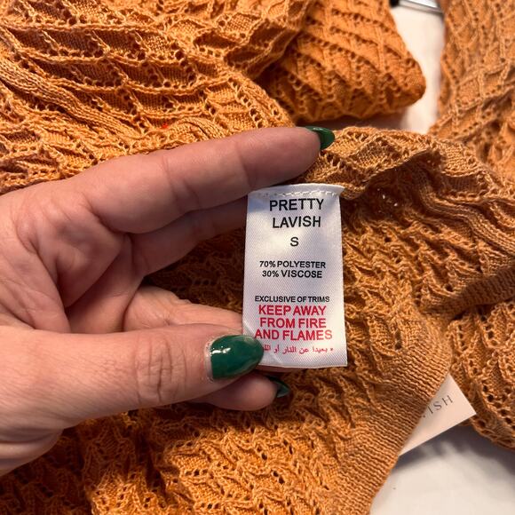 NWT Pretty Lavish Croisette Knit Beaded Midaxi Dress In Apricot Size Small - Picture 11 of 13